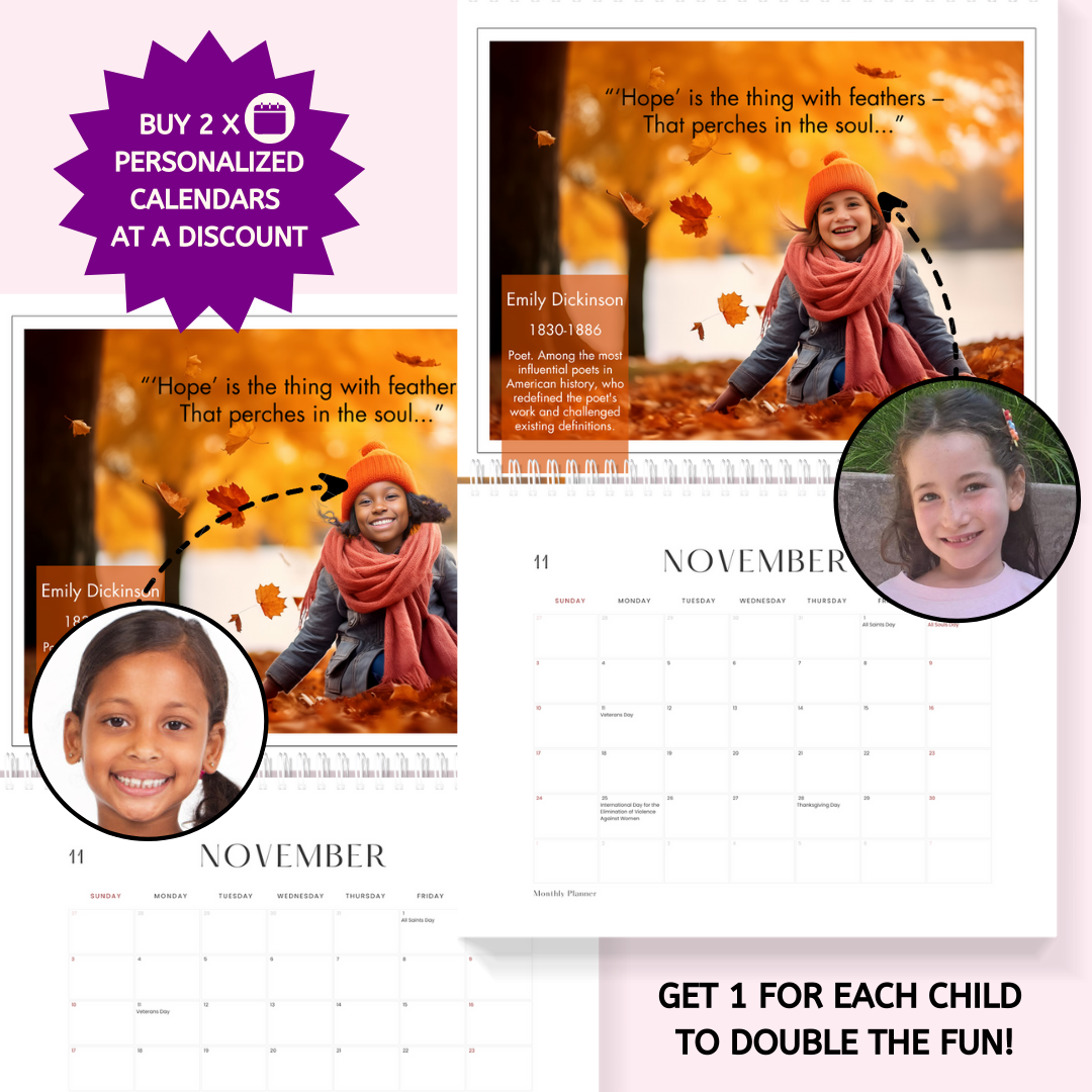 Personalized Wall Calendar 2024: Transform Your Child Into Women Icons