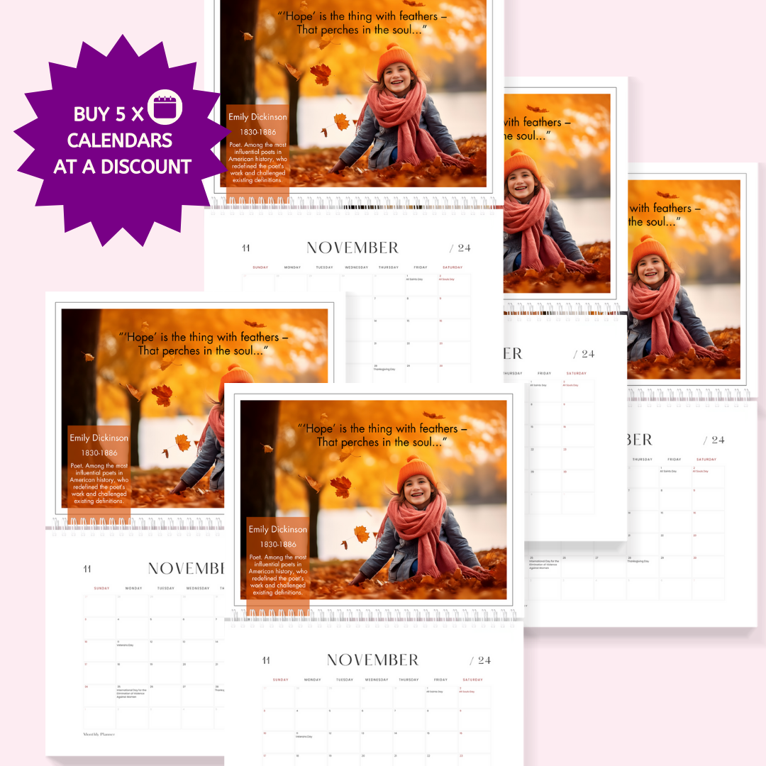 Personalized Wall Calendar 2024: Transform Your Child Into Women Icons