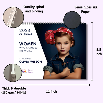 Personalized Wall Calendar 2024: Transform Your Child Into Women Icons